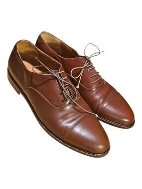 Salvatore Ferragamo Mens Brown Leather Lace-Up Dress Shoes Size 11D